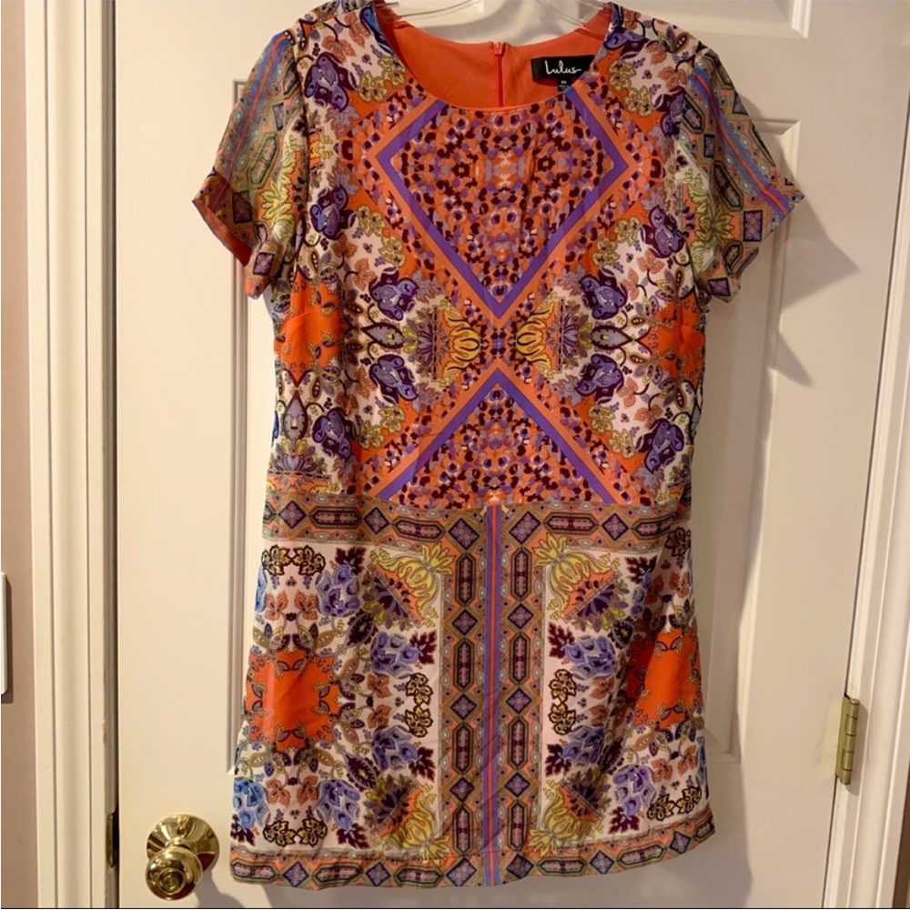 Lulus Geometric Short Sleeve Mini Dress WORN ONCE